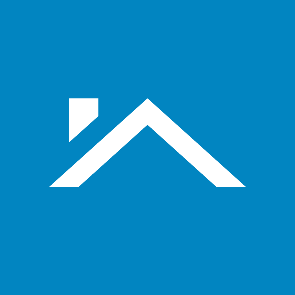 Roofing logo featuring a stylized house silhouette, emphasizing roofing services for Sevierville, Pigeon Forge, and Gatlinburg.